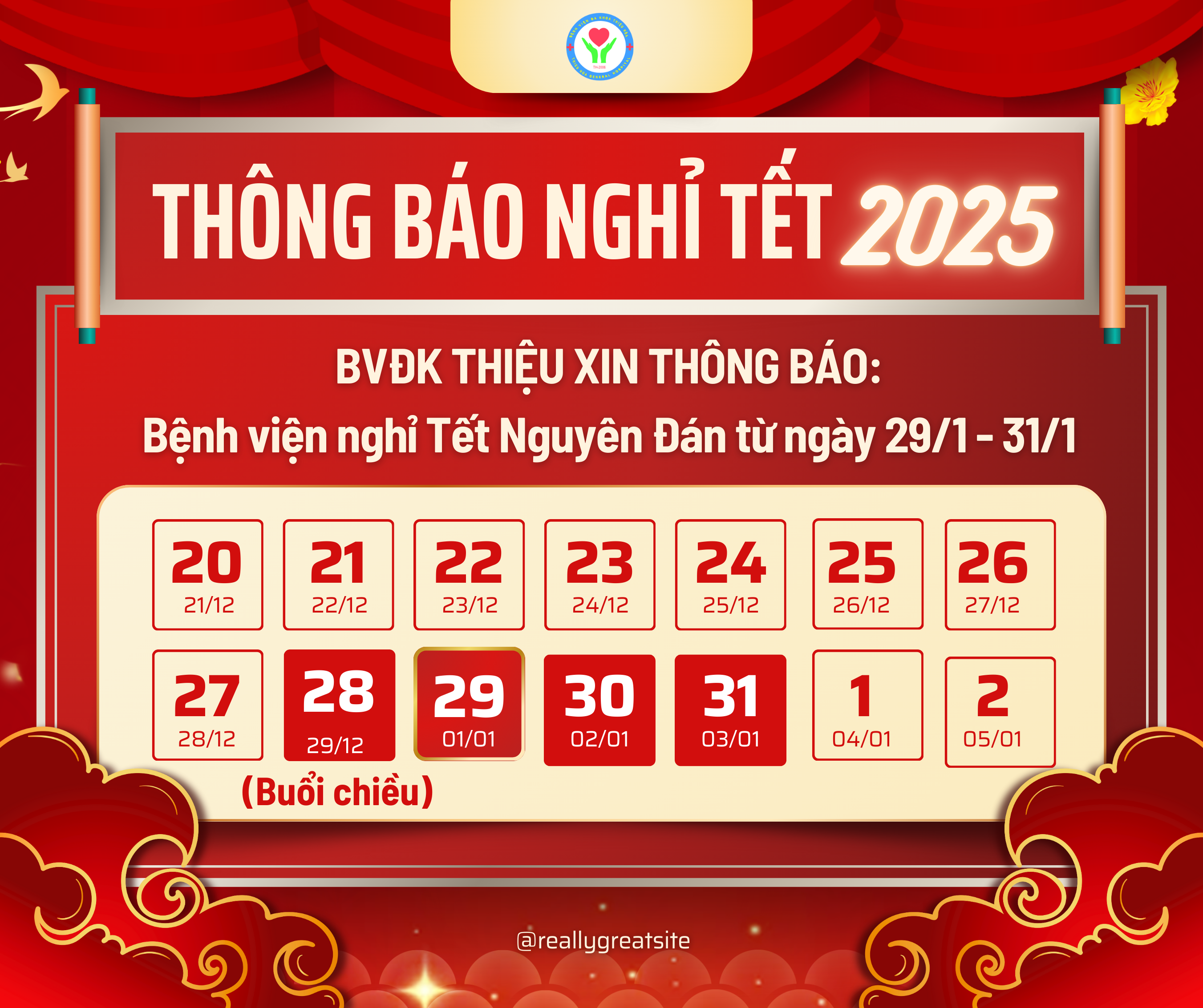 [THÔNG BÁO] LỊCH LÀM VIỆC TẾT NGUYÊN ĐÁN ẤT TỴ 2025