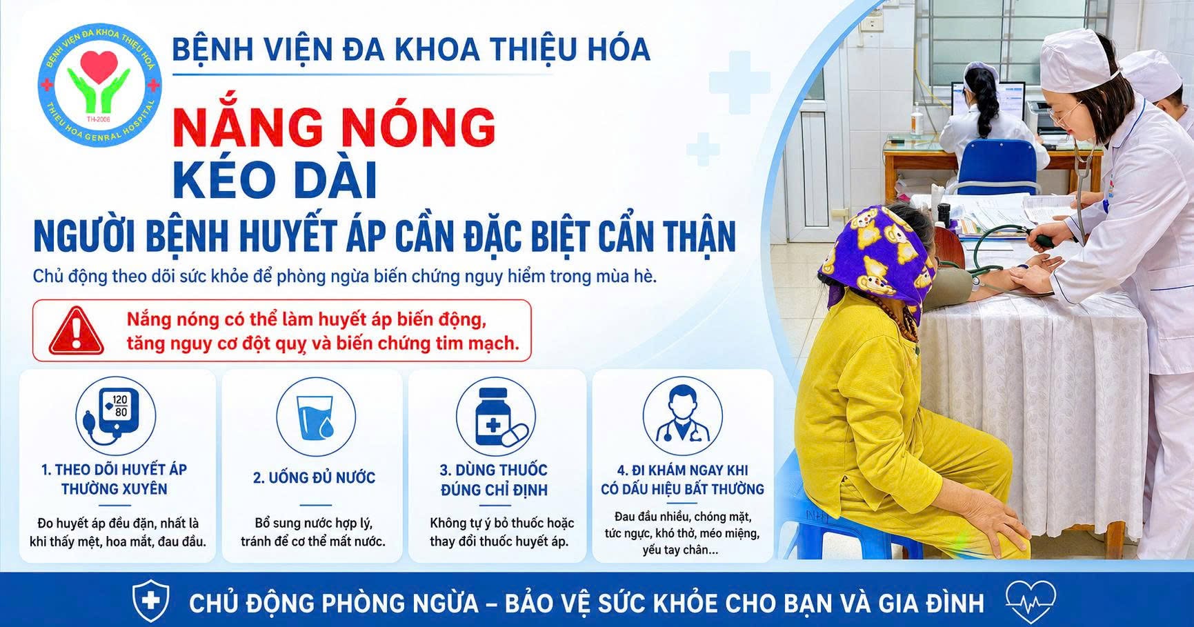 NẮNG NÓNG KÉO DÀI – NGƯỜI BỆNH TĂNG HUYẾT ÁP CẦN ĐẶC BIỆT LƯU Ý