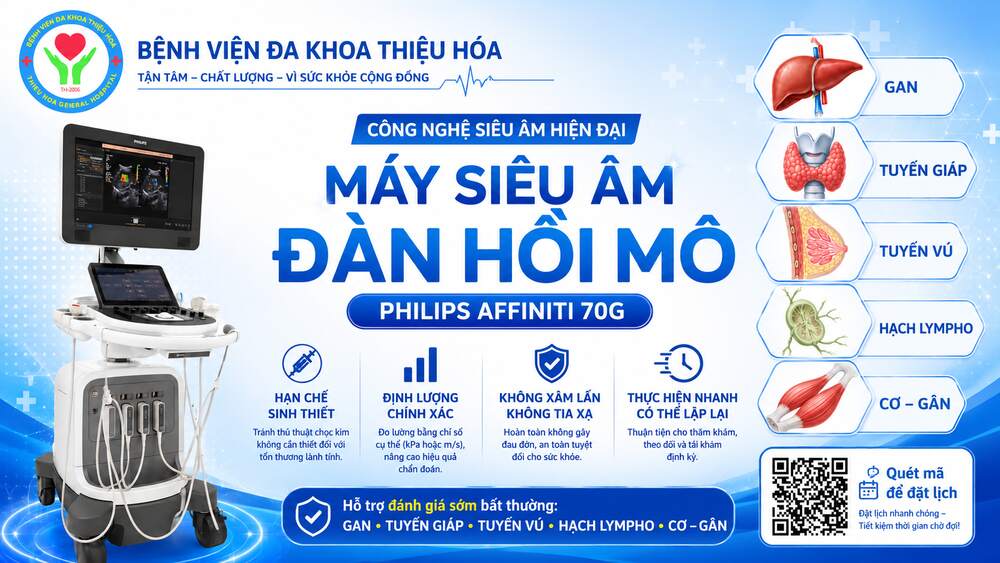 TẦM SOÁT SỚM NHIỀU BỆNH LÝ BẰNG CÔNG NGHỆ SIÊU ÂM ĐÀN HỒI MÔ HIỆN ĐẠI TẠI BỆNH VIỆN ĐA KHOA THIỆU HÓA