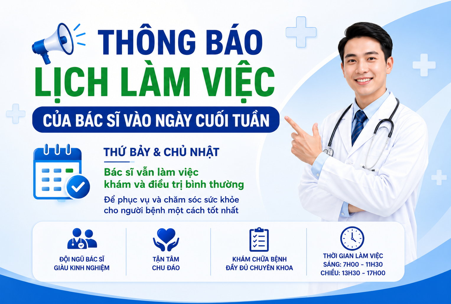 THÔNG BÁO LỊCH KHÁM BỆNH CUỐI TUẦN