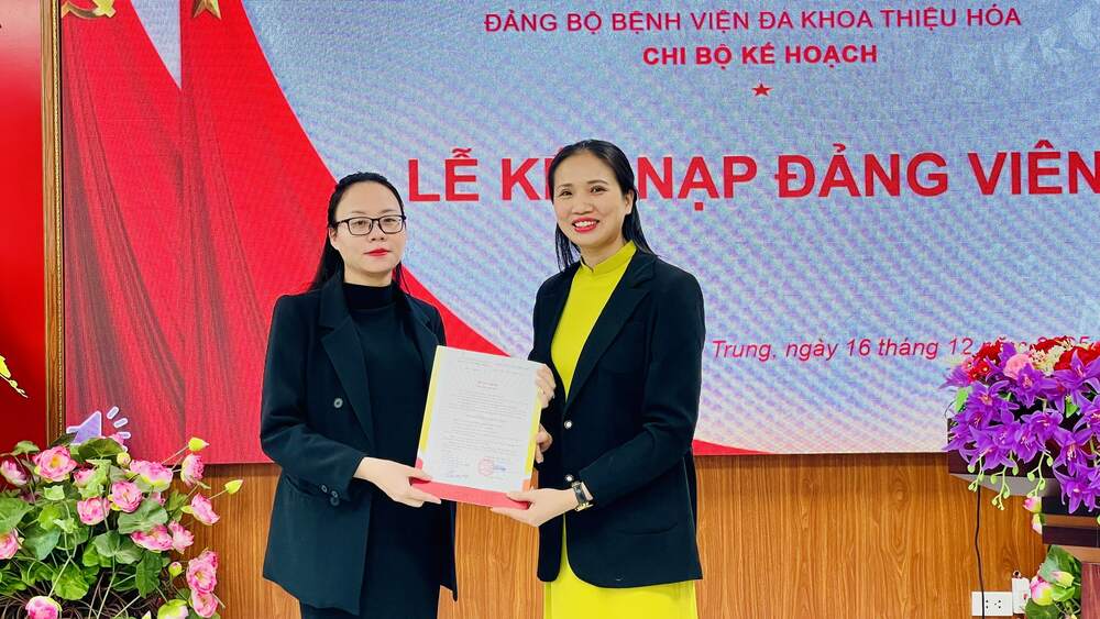 CHI BỘ KẾ HOẠCH TỔ CHỨC LỄ KẾT NẠP ĐẢNG VIÊN DƯỚI SỰ LÃNH ĐẠO CỦA ĐẢNG BỘ BVĐK THIỆU HÓA